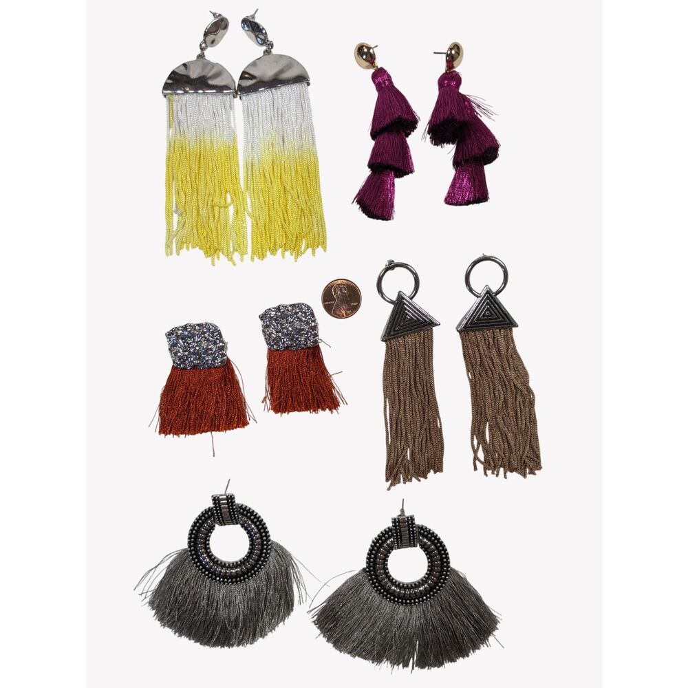 5pc Lot Grab Bag Boho Tassel Earrings Sugar Fix & More Gold Silver Gray Rust